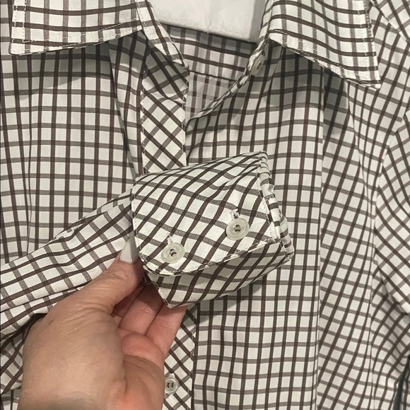 Finley Joey roll sleeve Brown and White Checkered Tunic - Picture 6 of 9